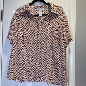 Sag Harbor Chevron Button Down Blouse Plus 16W